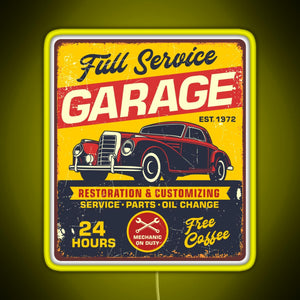 Vintage Full Service Garage Sign RGB neon sign yellow
