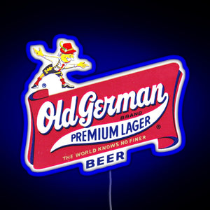 Vintage Old German Beer Logo RGB neon sign blue