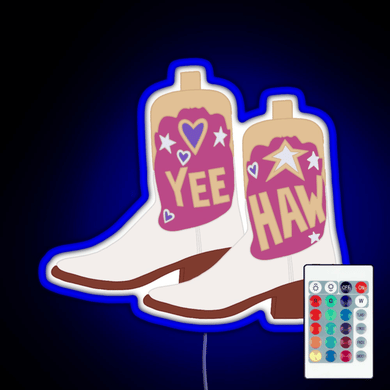YeeHaw Cowboy Boots RGB neon sign remote