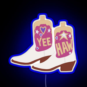 YeeHaw Cowboy Boots RGB neon sign blue