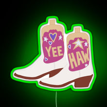 Load image into Gallery viewer, YeeHaw Cowboy Boots RGB neon sign green