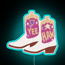 Load image into Gallery viewer, YeeHaw Cowboy Boots RGB neon sign lightblue 