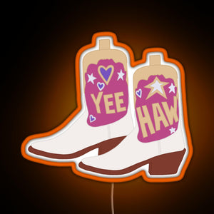 YeeHaw Cowboy Boots RGB neon sign orange