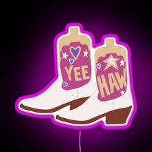 Load image into Gallery viewer, YeeHaw Cowboy Boots RGB neon sign  pink