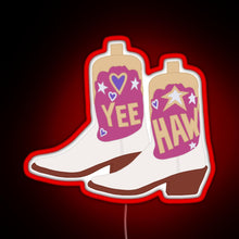 Load image into Gallery viewer, YeeHaw Cowboy Boots RGB neon sign red