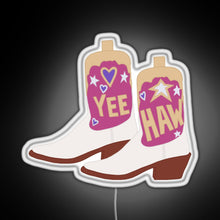 Load image into Gallery viewer, YeeHaw Cowboy Boots RGB neon sign white 