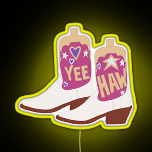 YeeHaw Cowboy Boots RGB neon sign yellow
