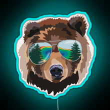 Load image into Gallery viewer, Yellowstone National Park Travel Bear RGB neon sign lightblue 