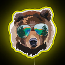Load image into Gallery viewer, Yellowstone National Park Travel Bear RGB neon sign yellow