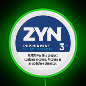 Zyn Peppermint 3mg RGB neon sign green