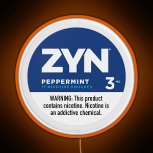 Zyn Peppermint 3mg RGB neon sign orange