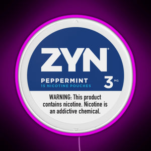 Zyn Peppermint 3mg RGB neon sign  pink