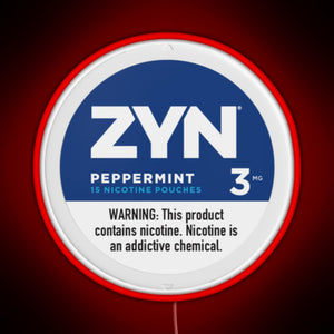 Zyn Peppermint 3mg RGB neon sign red