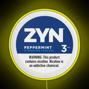 Zyn Peppermint 3mg RGB neon sign yellow