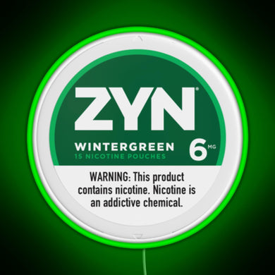 Zyn Wintergreen 6mg RGB neon sign green